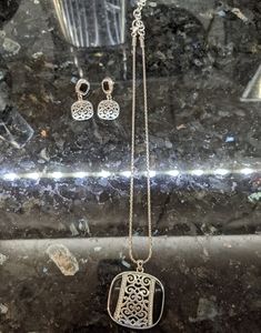 Brighton Black, Gold, & Silver Necklace & Earrings